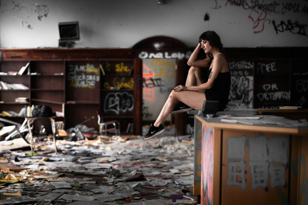 Harrisburg portrait photographer at the abandoned William Penn High School