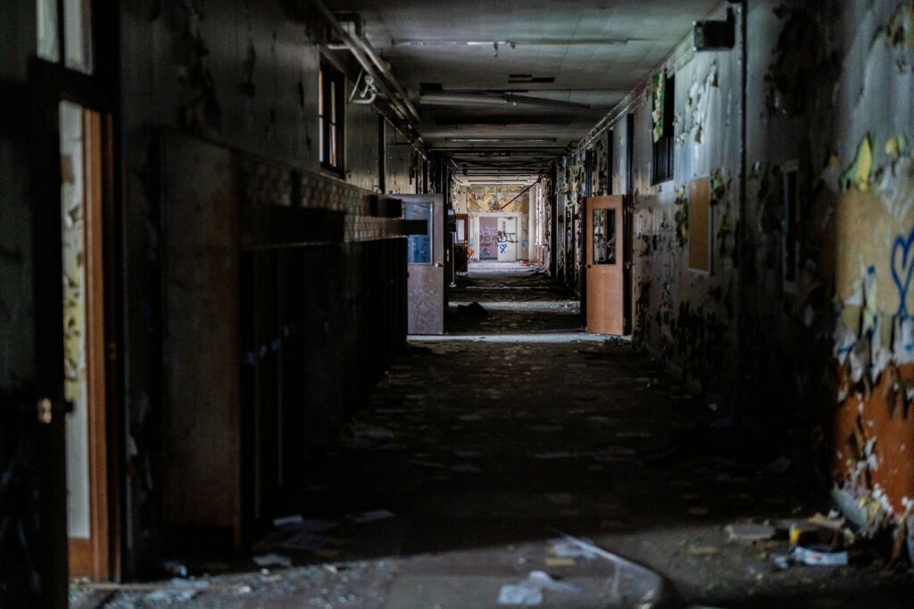 Harrisburg portrait photographer at the abandoned William Penn High School
