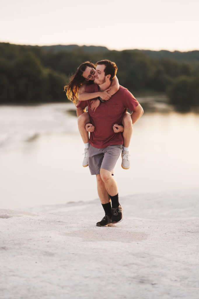 Pictures of Golden Hour Engagement session at the White Cliffs of Conoy